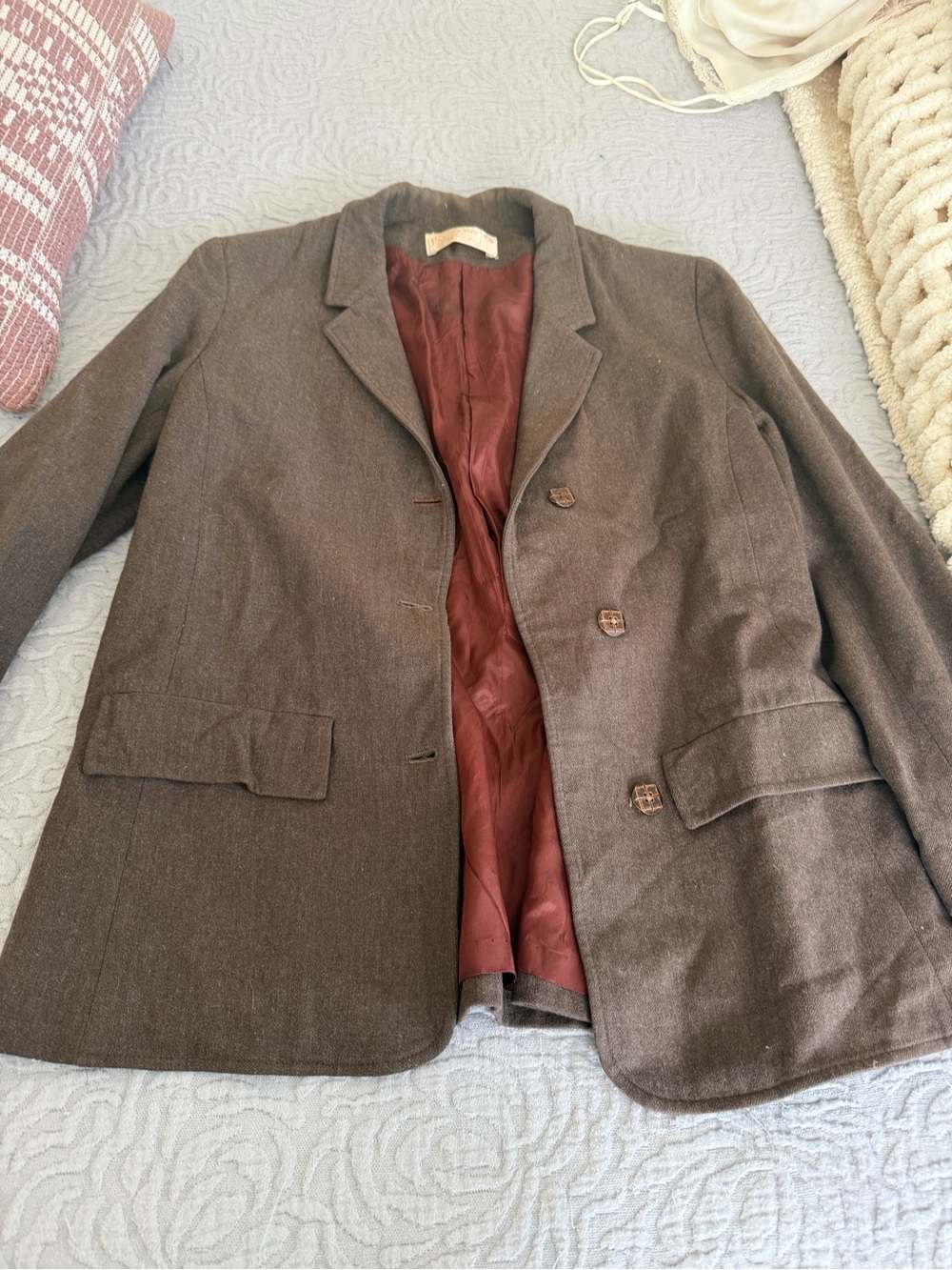 Pendleton Vintage 1950-1960s Brown Wool Blazer with Burgundy Lining